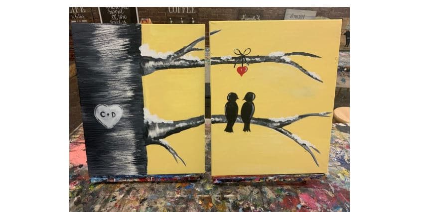 Date Night Birds Painting Kit (2 Canvases- Can be for 1 or 2 Painters)